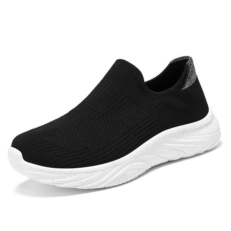 Men's Breathable Slip-On Sock Shoes, Odor-Resistant, Solid Color, Versatile Flyknit Shoes, Casual Couple's Wear