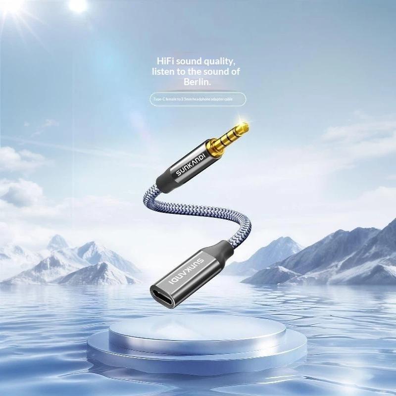 3.5mm Male To USB C Female Audio Adapter Wide Compatibility Type C Earphone Converter for    Android Phone
