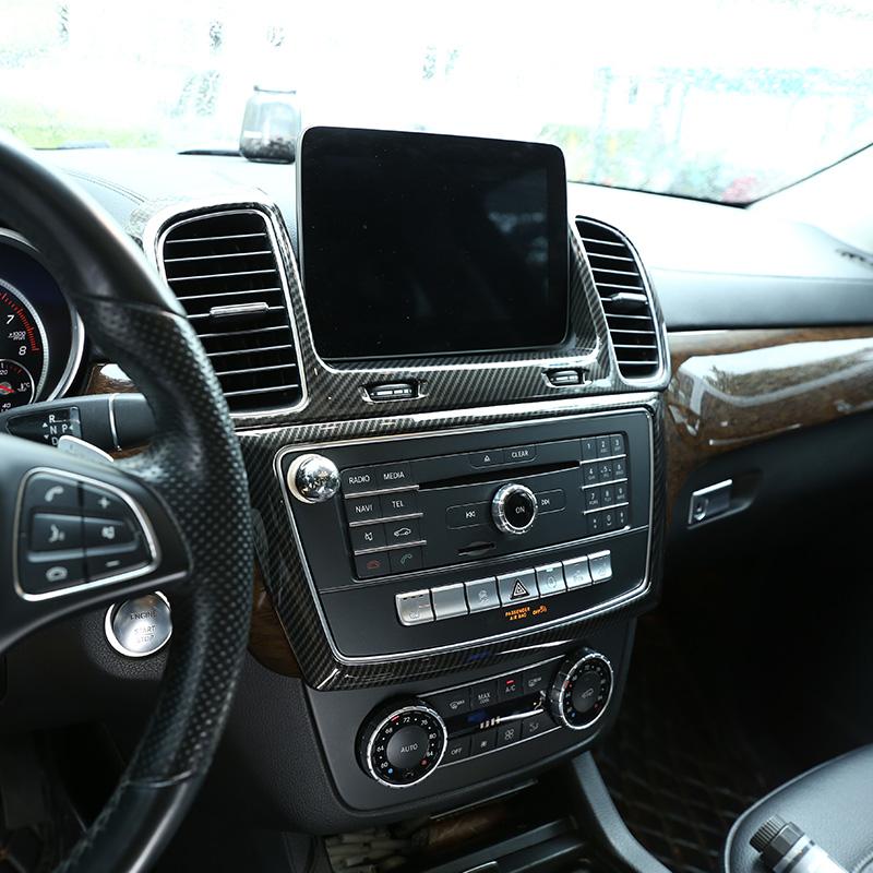 Für Mercedes-Benz GL, GLE, GLS und ML-Klasse (2013–2019): Mittelkonsolenrahmen aus ABS-Chrom/Carbonfaser – Autozubehör