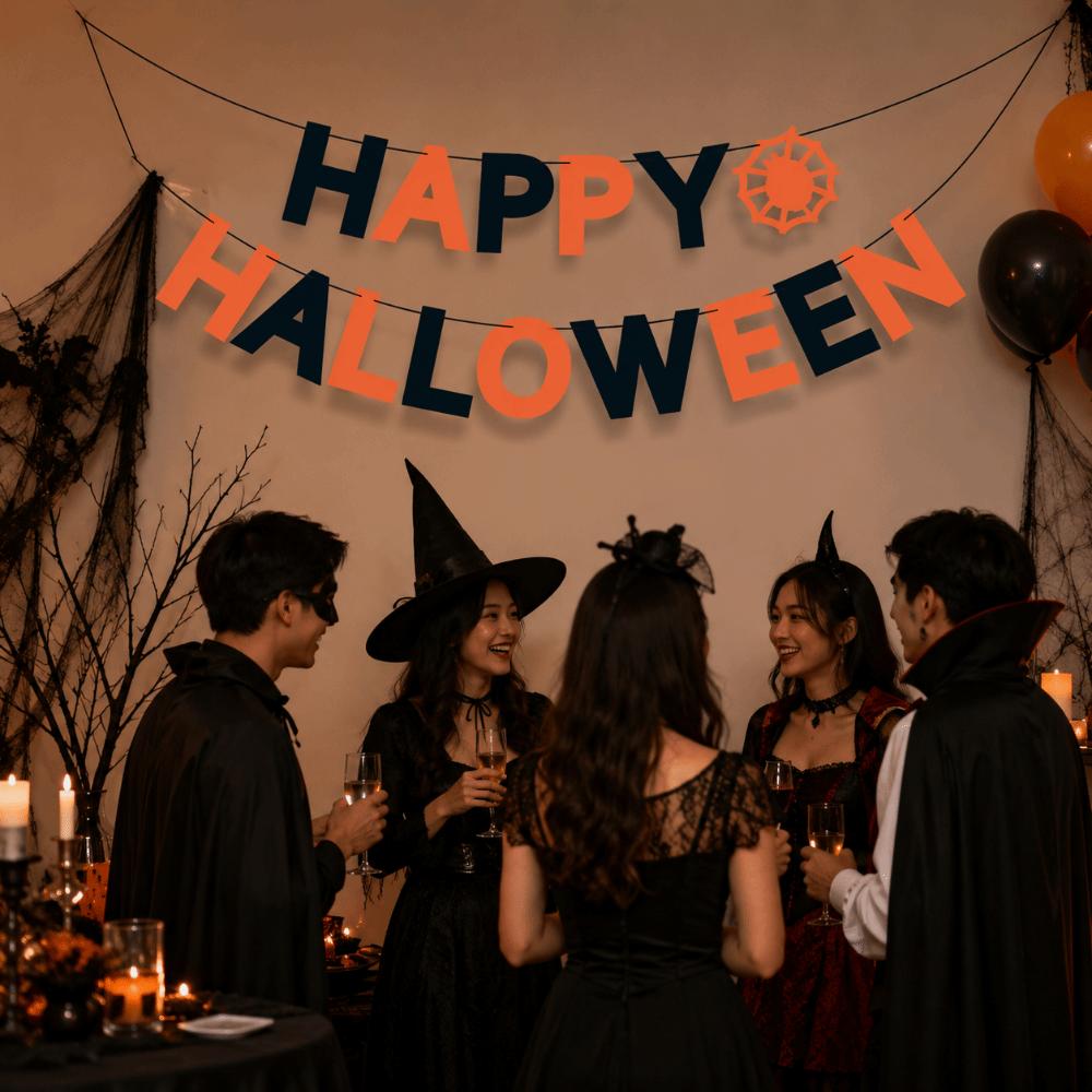Reusable Halloween Paper Pull Flag Party Decor Pull Flag Ghost House Atmosphere Decoration