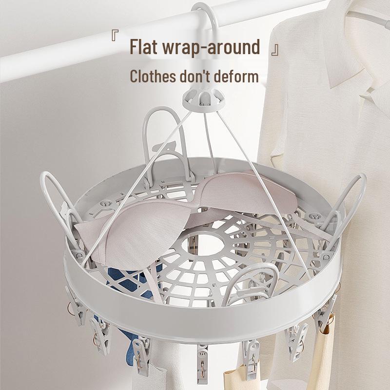 Windproof Multifunctional Clothes Drying Rack with Clips for Socks and Underwear