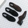 British Style Fashion Brown Men's Formal Shoes Big Size 46 Suede Leather Shoes Men Brogues Low-heel Business Shoes Man Footwear