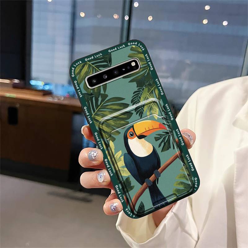 Shockproof Silicone Phone Case For Samsung Galaxy S10 5G/SM-G977N Soft Case Cover Cute Anti-knock Card Slot Back Cover