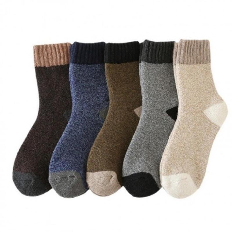 5-pack of thick men s winter socks, outdoor wool socks, and mid-weight socks 5 random men s winter socks