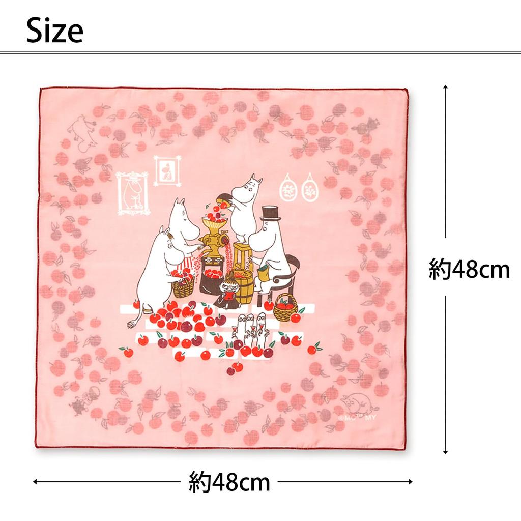 JIKAN STYLE Moomin Lunch Ribbon Sunny 48 x 48 05928 Cloth/Bento Wrap, 100% Cotton, Apple, Orange, Forest, Dot, Rain, Stripe, Day, Approx. cm, (Apple)