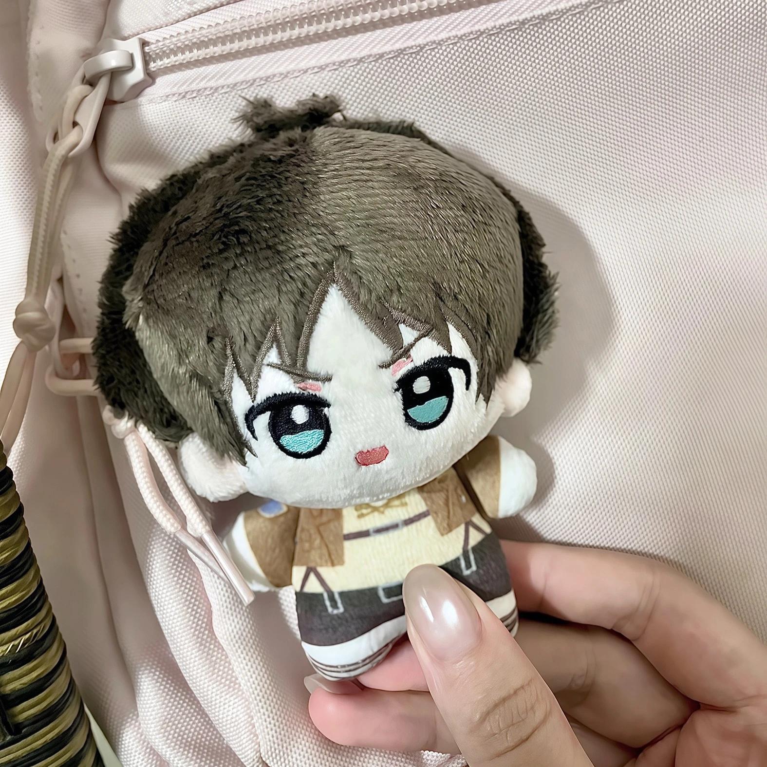 10cm Attack on Titan Survey Corps Plush Doll Cute Levi Eren Mikasa Hange Stuffed Toy Backpack Accessory 10cm