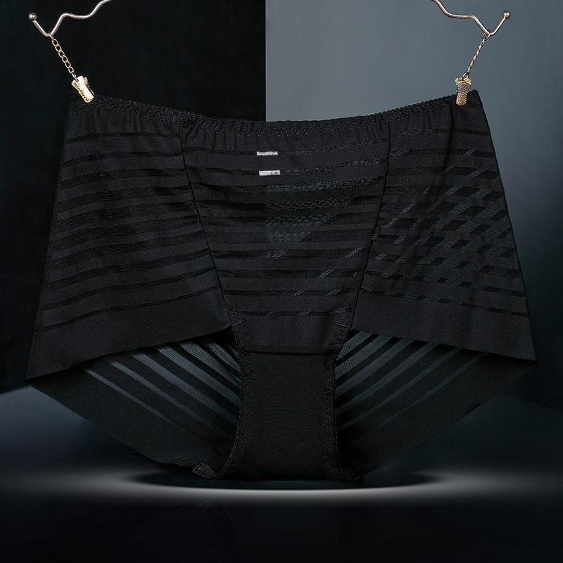 Plus Size Ladies Summer Sexy Lace Mesh Without A Mark In The Belly High Waist Triangle Briefs