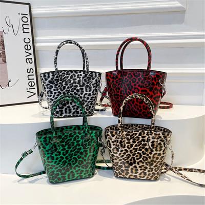 Fashion Trend Leopard Personality Texture Simple Style Crossbody Shoulder Handbag Bucket Bag Female