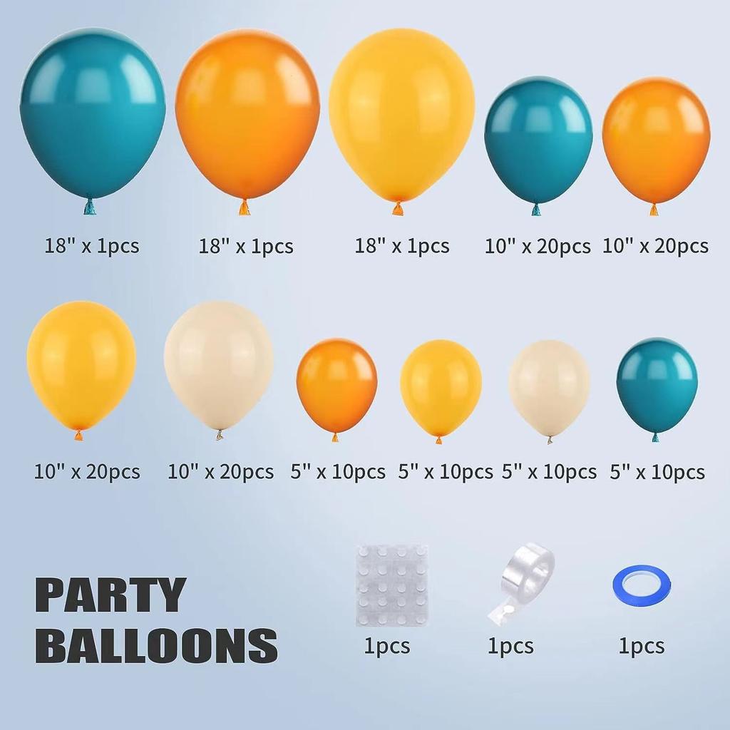 Yellow Orange Balloon Vaulted Flower Set 126 Pieces Blue And Blue Lemon Yellow Balloon Birthday Wedding Baby Shower Party