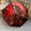 1 PC Automatic Folding Umbrella - Red Rose Horse Pattern, Portable & Foldable Design with 8 Ribs, Christmas Birthday Gifts