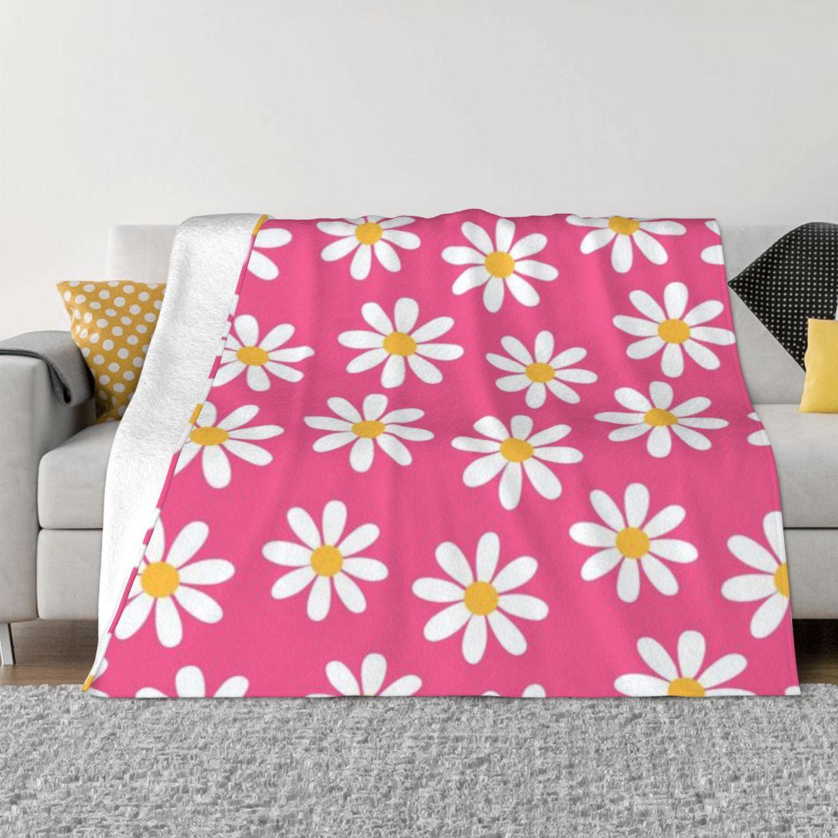 White Daisies On Pink Seamless Pattern Print Custom Gift An Ultra-Soft Micro Fleece Blanket 50x60in