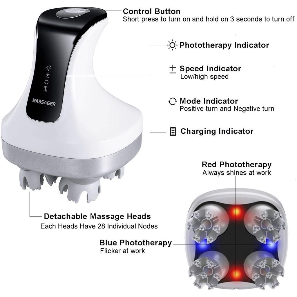 Wireless Electric Head Massager 4D Scalp Massage Prevent Hair Loss Device Waterproof Neck Back Massager