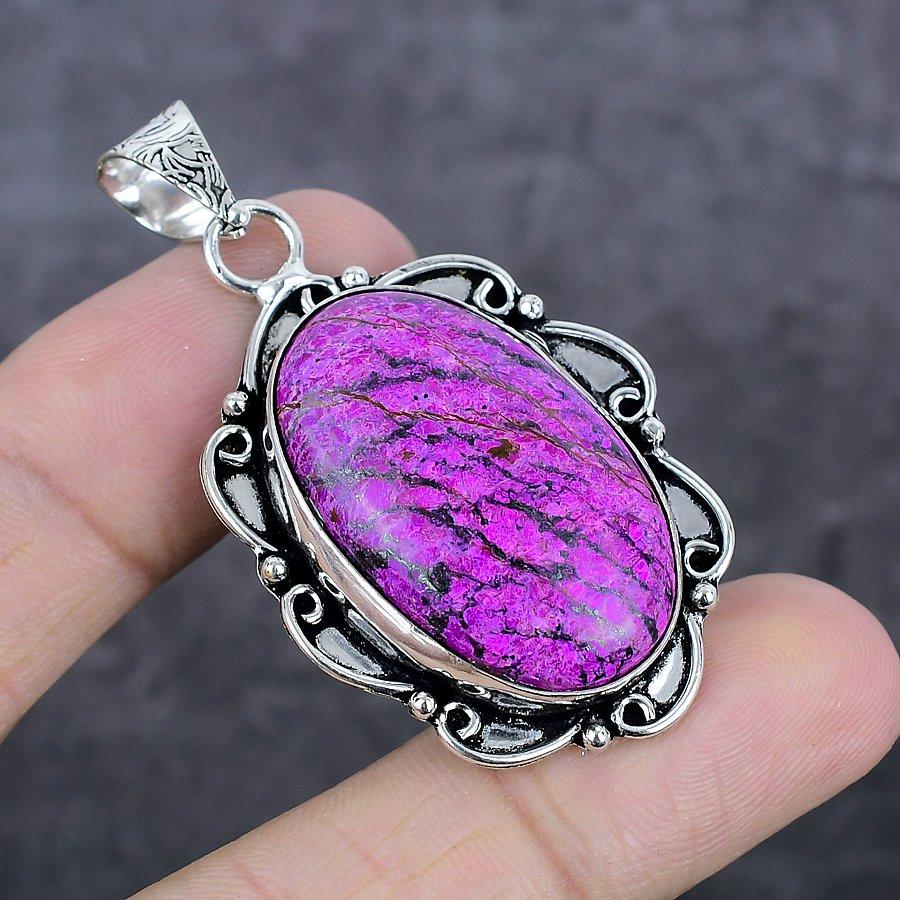 Purpurite Gemstone Handmade 925 Sterling Silver Jewelry Pendant 2.17" F6k51