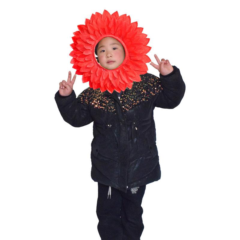 42cm Nakrycie głowy słonecznika Zabawne rekwizyty do występu Kapelusz słonecznika Kaptur na imprezę taneczną Festiwal Gry Dzieci Nastolatki Dorośli Akcesoria