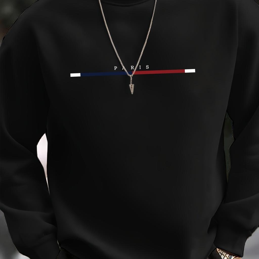 Casual Simple Men's Sweater Printed Crew Neck Comfortable Pullovers Long Sleeves Men’s