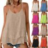 Women Loose Fit Strapless Sleeveless Double Layer Flowing Fashionable Top