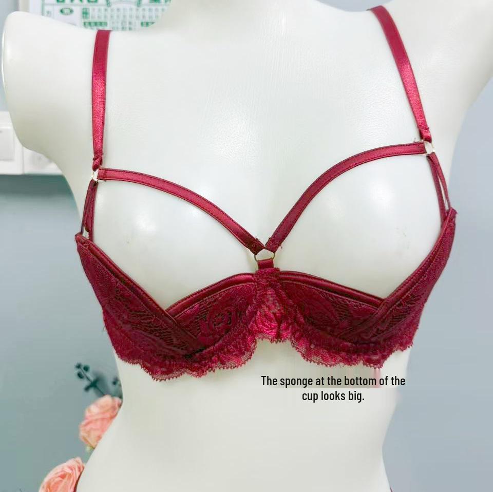 Year of the Rat Lace Padded Bra Set: Enhances Bust with Half-Cup Design