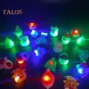 6/24Pcs Christmas Ring Holiday Party Finger Lights Santa Snowflake Tree Snowman Reindeer Glowing Ring Festive Light-up Toys
