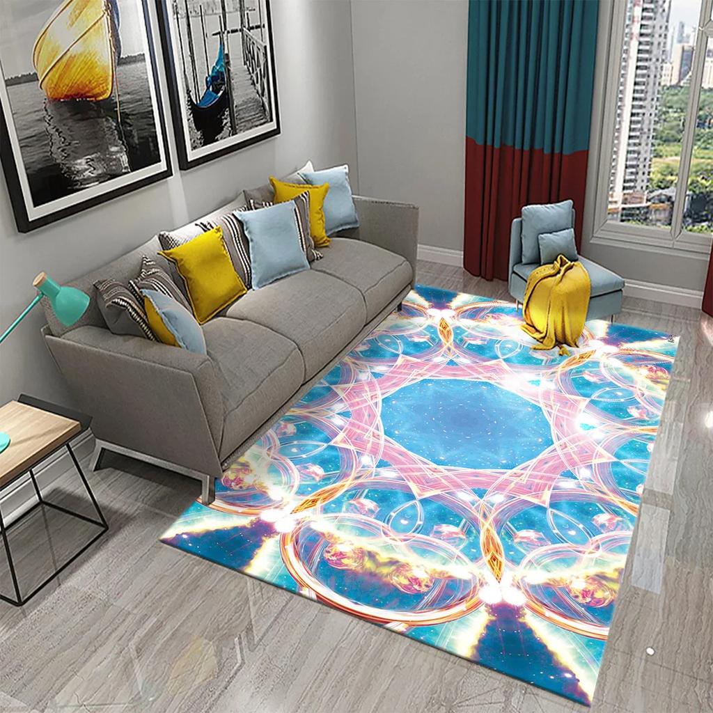 Barevný mandalový koberec Tajemné psychedelické květinové koberce pro dekoraci obývacího pokoje ložnice Podložka na podlahu Koupelnový protiskluzový koberec