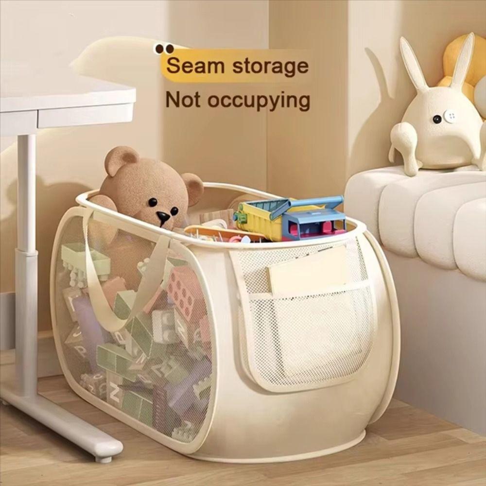 Mesh Kids Toy Storage Bin Large Capacity Plush Toys Organizer Household Storage Bag Living Room