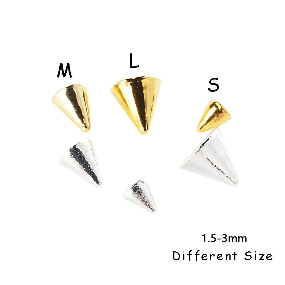 Appro150pcs/box 3D Cone Spike Nail Rhinestone Gold Silver Rivet Nail Decoration  Wedding Design