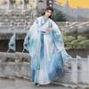 Chinese Wei Jin Dynasty Style Hanfu For Handsome Men, Martial Arts Style Cross Collar Sleeve One-piece Skirt Print Set
