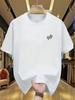 Men's and Women's Pure Cotton Casual Loose Diagonal Pattern Printed Comfortable Round Neck Sh