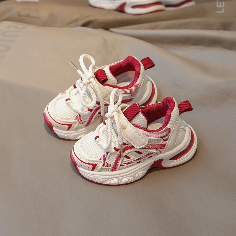 Детские кроссовки, Весенние дышащие сетчатые массивные кроссовки для детей, Беговые кроссовки для малышей, Обувь для младенцев. 21 красный
