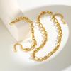 Waterproof Chunky Chain Bracelet for Women,18k Real Gold Plated Paperlicp Link With Circle Cable Chain Wriistband