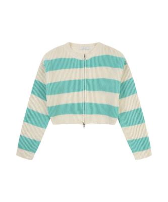 Vanake Striped Color Block Zip-Up Knit Cardigan_Vb34Kcq309Z