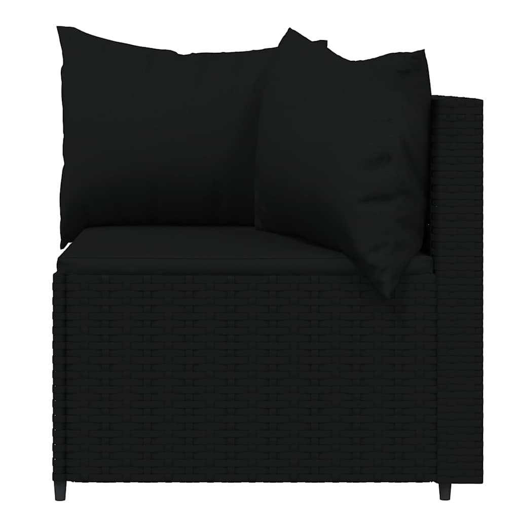 Vidaxl Corner Sofa Modules With Cushions, 2 Pcs, Black, Poly Rattan
