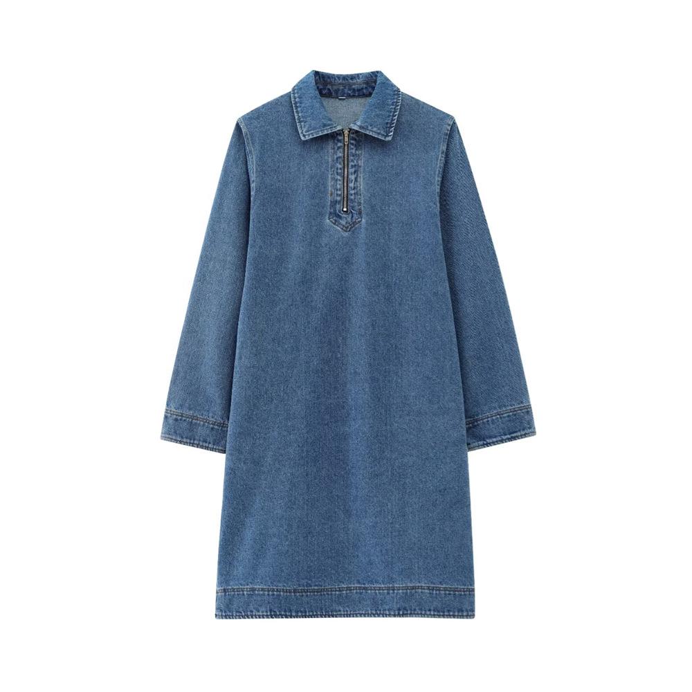 

2025 Spring Women s Casual Denim Zipper Dress Large