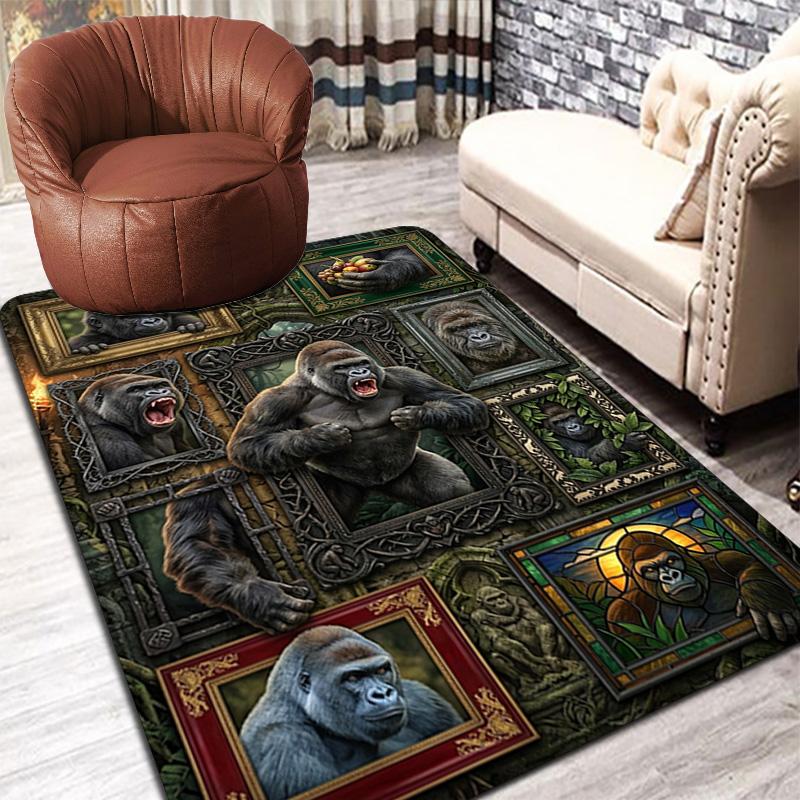 Kober s motivem Gorilla Art Gallery, podložka na podlahu do obývacího pokoje nebo ložnice, měkký a pohodlný koberec, dárek k narozeninám a svátku.
