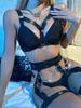 Lilosy Sexy Chain Strappy Garter Belt Women Lingerie Set Rave Outfits