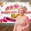 Birthday  Backdrop Gold Number Balloons Birthday Celebration Display 50th Celebration Banner Pink 50th Birthday Display