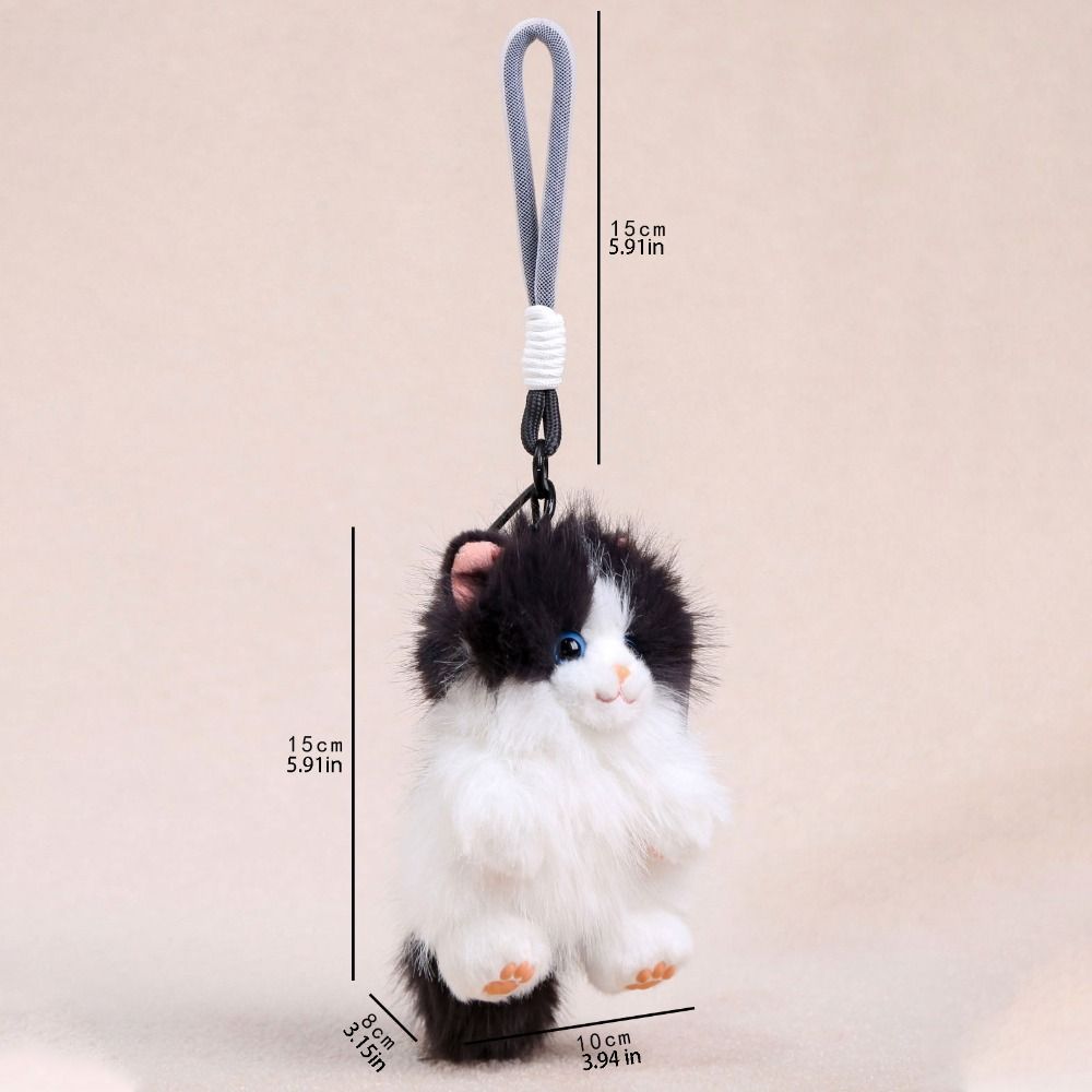 PP Cotton Plush Doll Pendant Soft Long Hair Cat Keyring Puppy Cat Plush Keychain  Girl