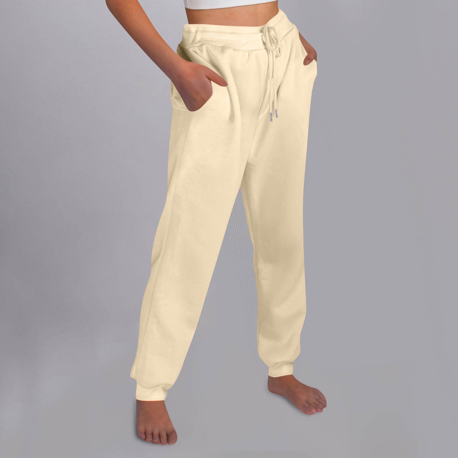 Women s Casual Pants High-waisted Belted Jogging Pants With Pockets L