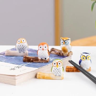 6/5ks Roztomilý Keramický Držák na Hůlky Kočka Styl Japonský Domácí Kuchyňské Nádobí Dekorace Řemeslo Jemný Design Sova Odkladač na Hůlky