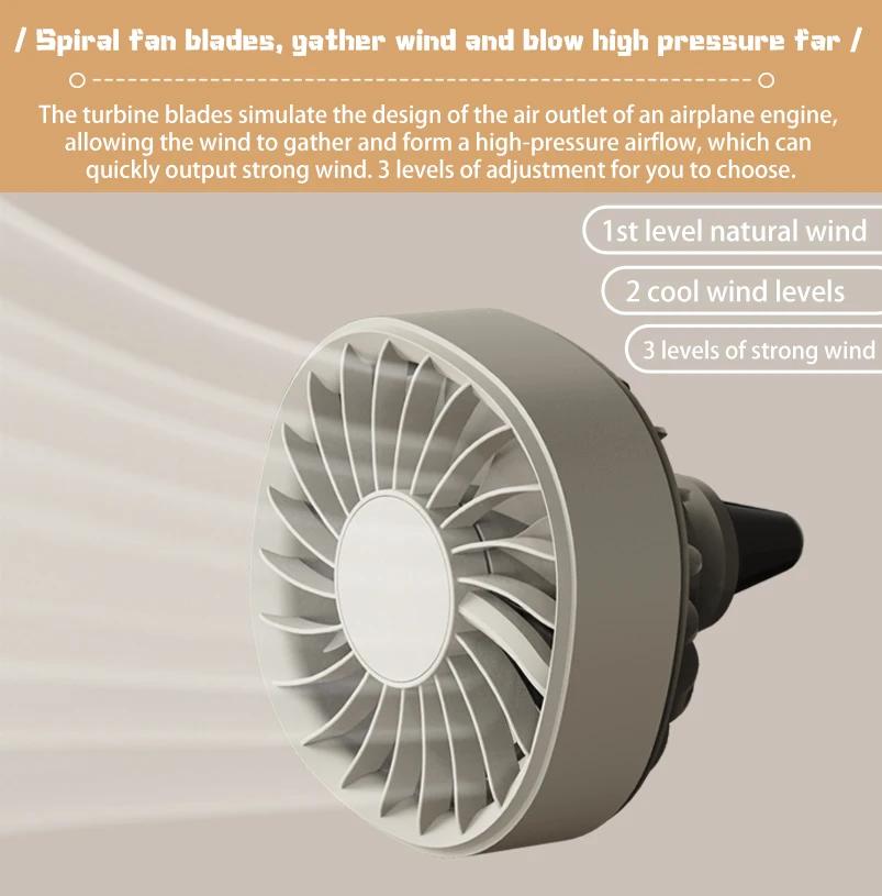 2025 NEW Car Mounted Small Fan USB Small Electric Fan for Car Air Outlet Gale Cool Colorful Light Fan Automotive Supplies