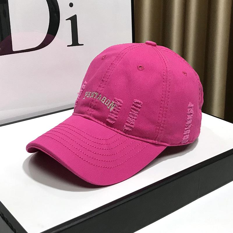 Soft Top Baseball Cap Men's and Women's Face Small Hole Hat Autumn Retro Black  Curved Brim Dome Cap