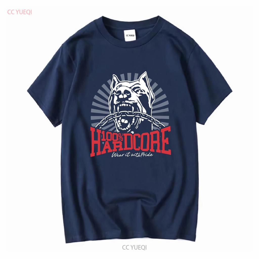 100 HARDCORE T Shirt Dog 1 Black Mens Gabber Pitbull vintage Washed homme Top For Everyday Wear Stretched Stylish Breathable