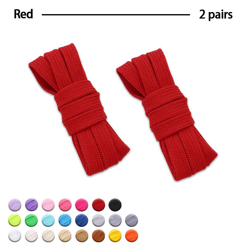 2Pair Flat Cotton Shoelaces Wide Sneaker Replacement Shoe Laces Classic Colored Shoelaces 80/100/120/140/160cm Unisex Shoestring