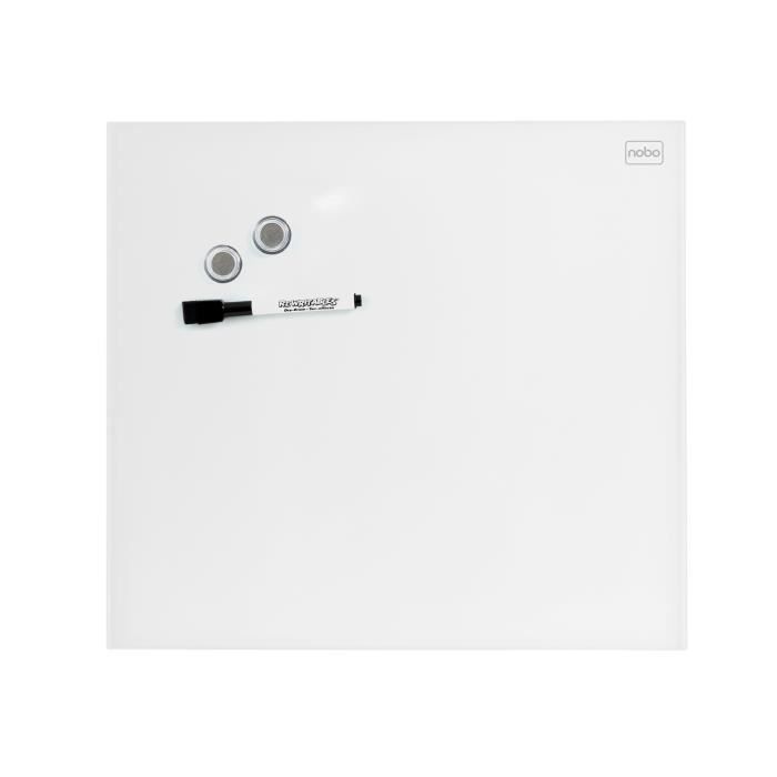 Nobo Tableau magnétique blanc en verre Diamond 450x450, conditionnement retail, 450 mm, 15 mm, 450 mm, 496 mm, 496 mm, 35 mm