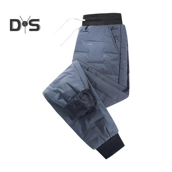 

Зимние мужские брюки с толстой подкладкой, эластичный пояс на шнурке, резинка на щиколотке, гладкая поверхность, однотонные теплые спортивные рабочие брюки для путешествий XL серый