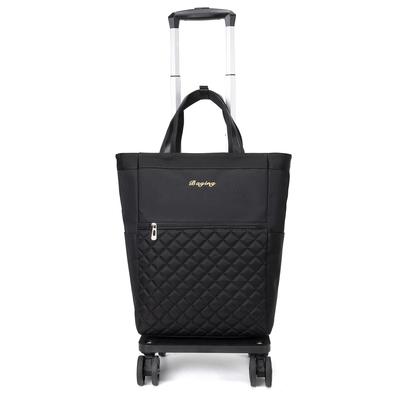Kobe Liberal Bagging Shopping Carry, Side-Push, 4-Wheel Double Caster, Foldable, Lightweight, Replaceable Casters, Pre-Assembled, 601 (Black/Quilted)