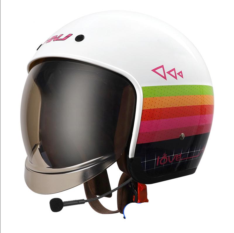 HNJ Harley Retro Electric Car Helmet Battery Men's Women's Half