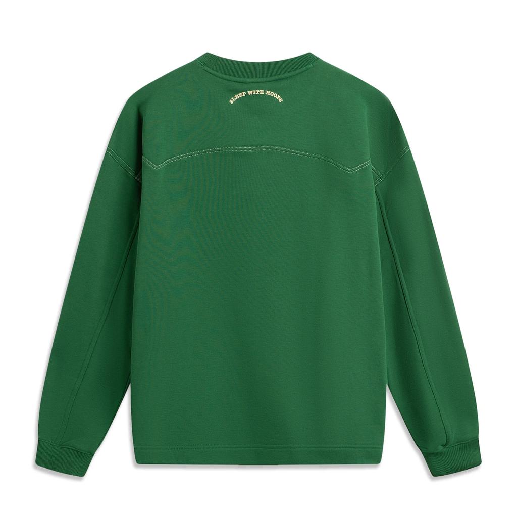 Li Ning Basketball Series Anti-Five Series Letter Print Crew Neck Comfortable Breathable Versatile Loose Sweatshirt Men sweatshirt AWDUF75-2