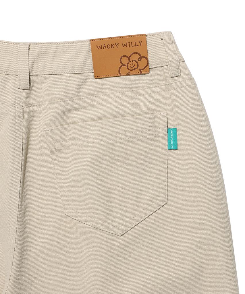WACKY WILLY Women'S Peach Cotton Pintuck Pants Beige