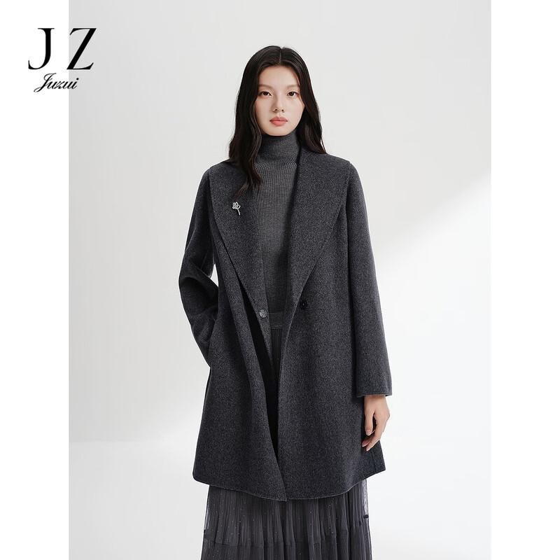 JUZUI Elegant Wool Blend Double-Faced Coat