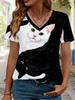 Women's T Shirt Cat Graphic Animal Stylish Classic Casual Short Sleeve Crew Neck Regular Tops Daily Weekend Print Summer Spring